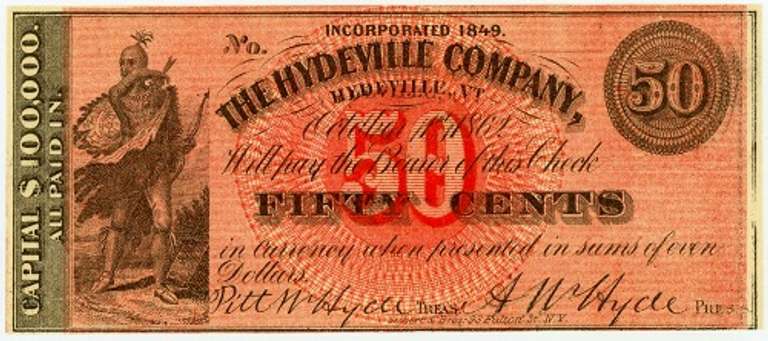 Gem Crisp 1800's .50 Cent Note The Hydeville Company Hydeville Vermont!