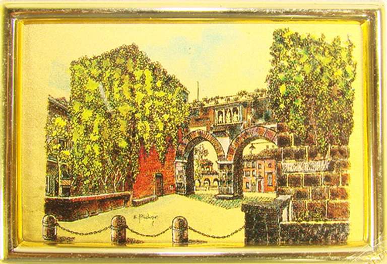Italian Handcrafted Collectible Cert. Gold Leaf Scenery
