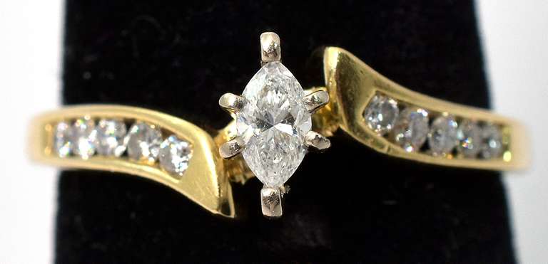 0.23CTW Marquise-Cut Diamond Ring in 14KT Yellow Gold