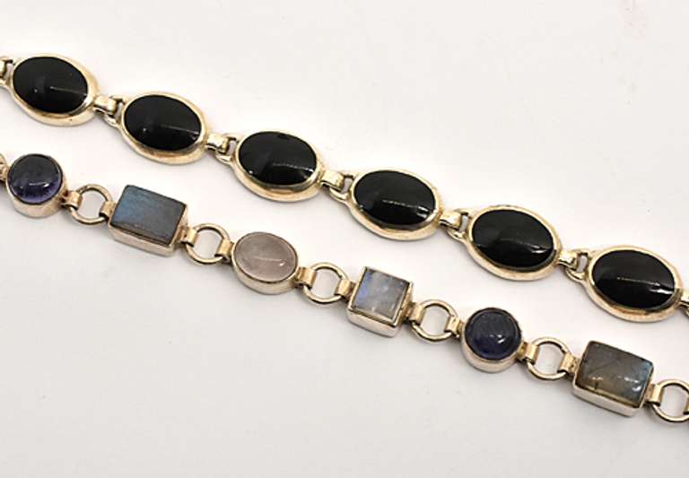 Pair of 2 Sterling Stone Bracelets