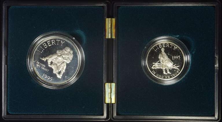1995 Civil War 2Coin Proof Commem Set OGP