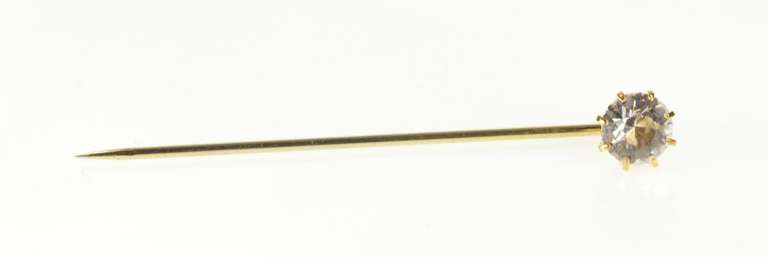 Gold Filled Victorian Round Crystal Solitaire Stick Pin
