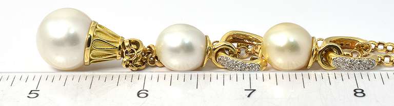 Astonishing Pearl & Diamond Earring and Necklace Set in 18KT Yellow Gold