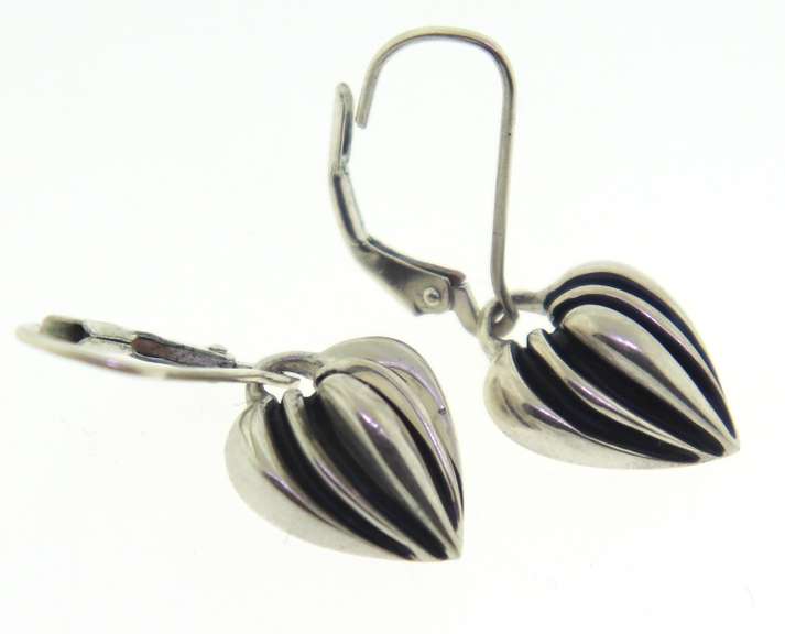 Sterling Silver Heart Drop Earrings