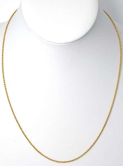 18KT Yellow Gold 19-Inch 1mm Rope Chain