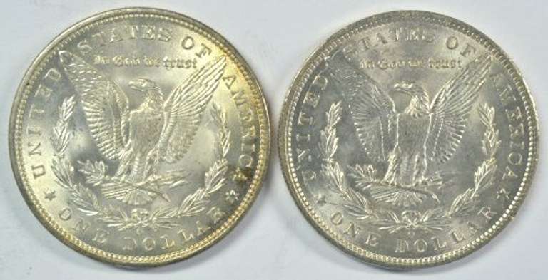 Frosty BU 1898-O and 1899-O Morgan Silver Dollars