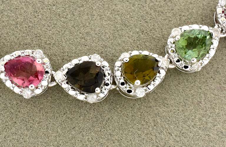 Incredible Tourmaline & Diamond Necklace in Vermeil