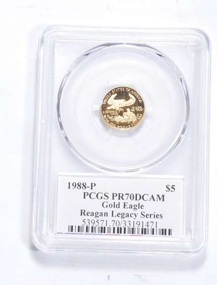 PR70 DCAM 1988-P $5 American Eagle 1/10 Oz Gold Reagan Legacy - PCGS