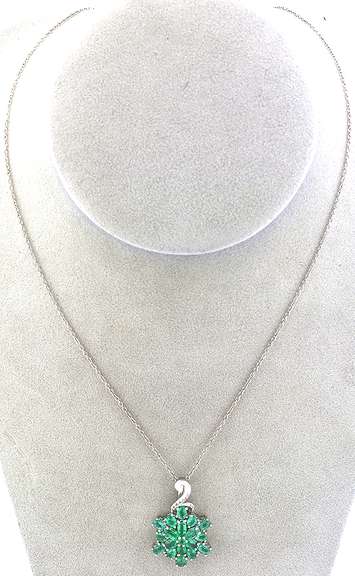 Lovely Emerald Cluster Necklace in Sterling Silver