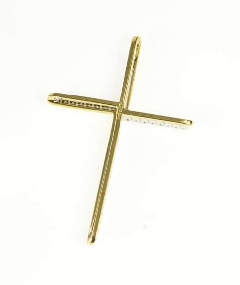 18K Yellow Gold Diamond Inset Ornate Cross Christian Faith Pendant
