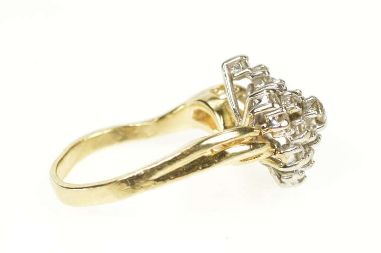 14K Yellow Gold 0.45 Ctw Diamond Freefrom Cluster Statement Ring