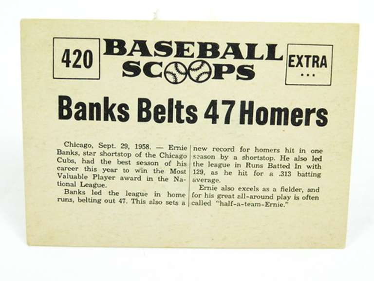 1961 Banks Belts 47 Homers MVP Baseball Card