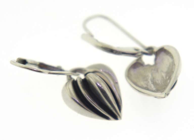 Sterling Silver Heart Drop Earrings
