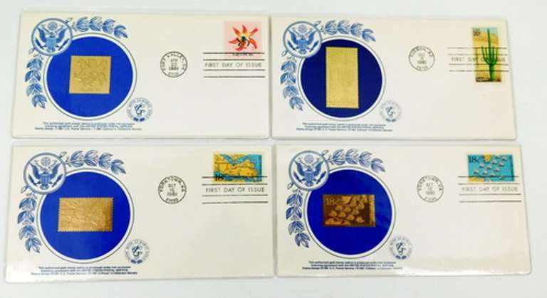 4 1st Day Covers & 23KT Replica Stamps