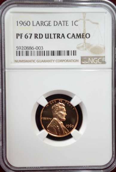 1960 Large Date 1C PF 67  RD Ultra Cameo NGC