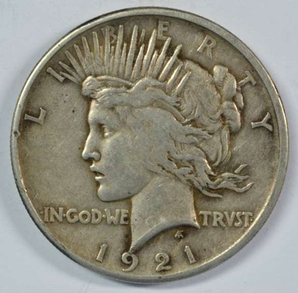 Scarce key date 1921 Peace Silver Dollar. Sharp