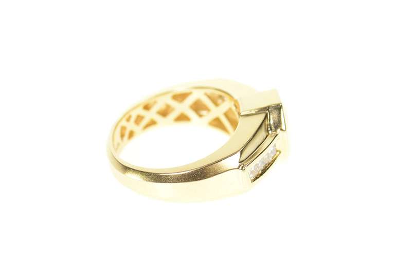 14K Yellow Gold 1.10 Ctw Tanzanite Princess Diamond Statement Ring