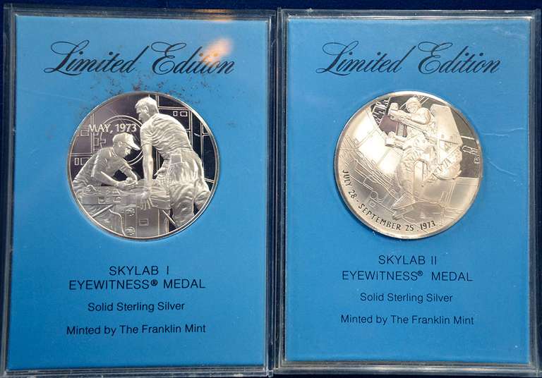 Lot Of 2 Sterling Silver Franklin Mint Medals