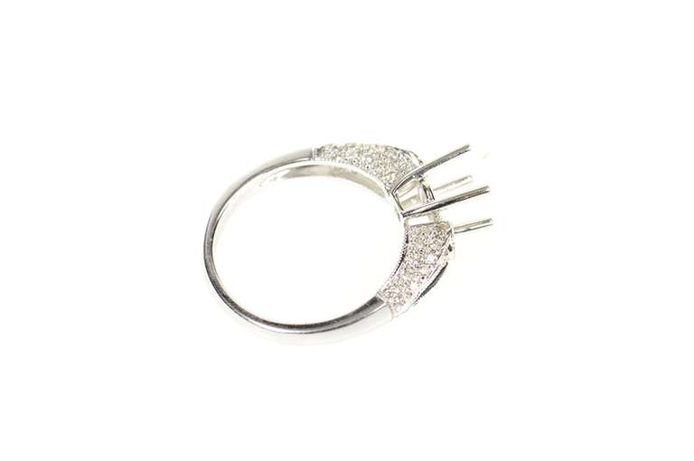 18K White Gold 0.27 Ct 5.75mm Engagement Semi Mount Setting Ring