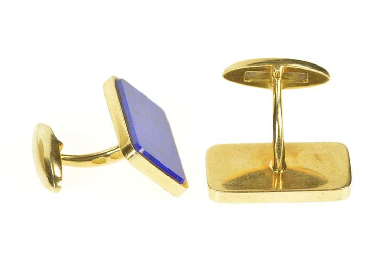 18K Yellow Gold Carlo Weingrill Squared Lapis Lazuli Men's Cuff Links