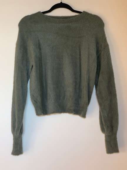 Fuzzy Green Ladies Express Sweater