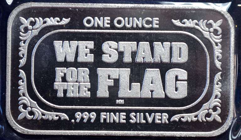 1 OZ Silver Bar United We Stand Flags