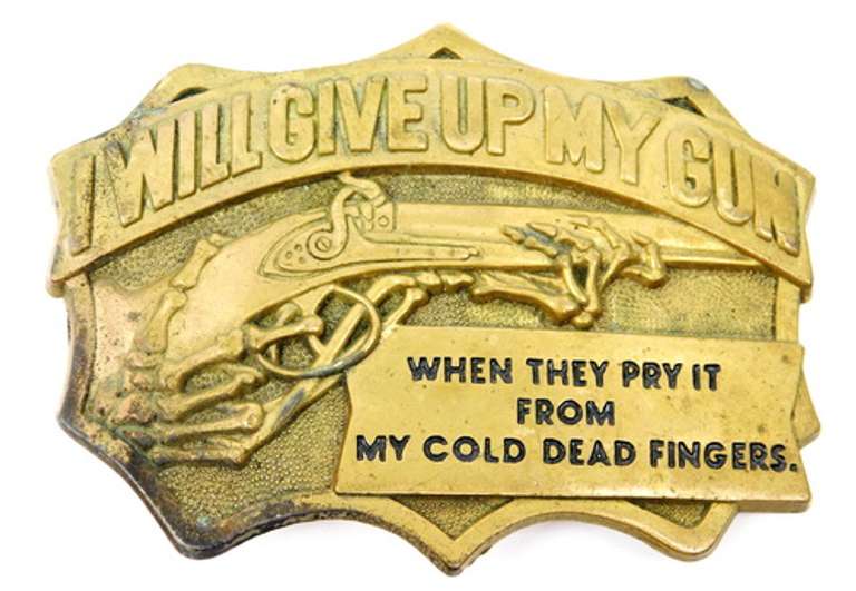 1982 Solid Brass Gun Rights Belt Buckle