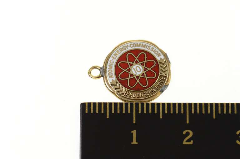 10K Yellow Gold Atomic Energy Commission 10 Years Enamel Charm/Pendant