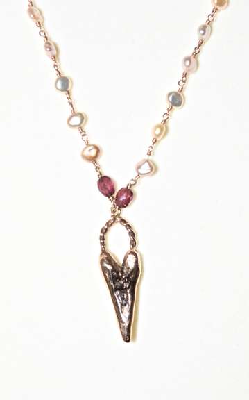 Wonderfully Artistic Pearl and 14K Gold Necklace
