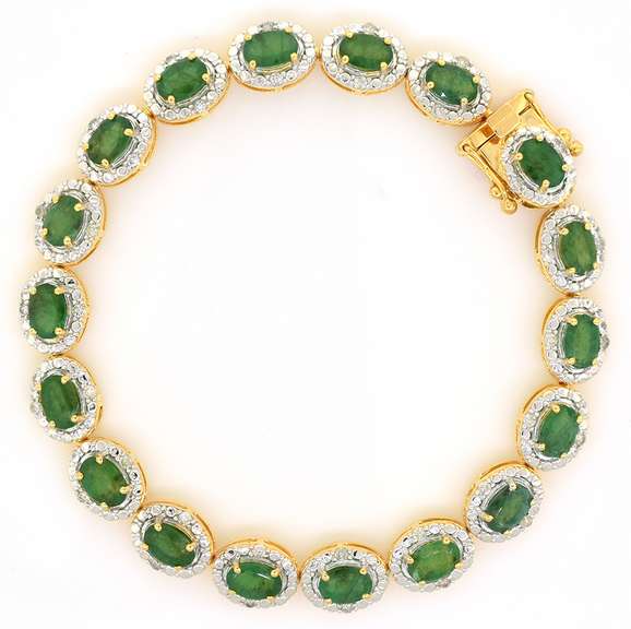 Gorgeous Emerald & Diamond Bracelet in Vermeil