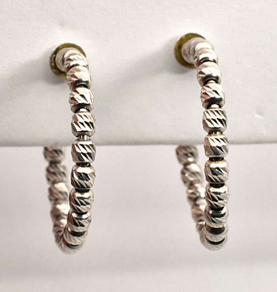 18k White Gold J Hoop Earrings