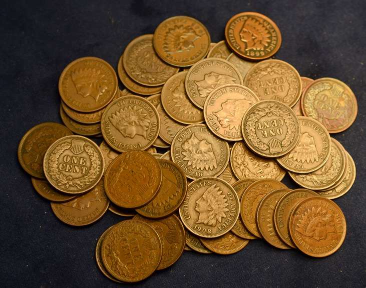 Lot of Indian Head Cents Circulated Coins 55 Total
