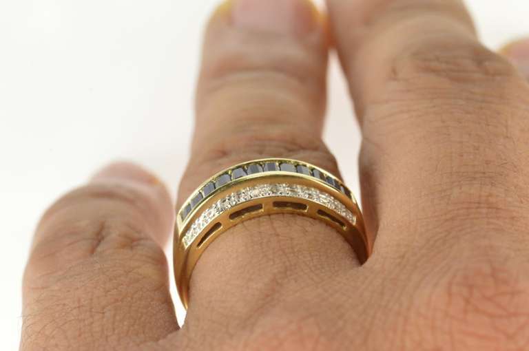 14K Yellow Gold 1.56 Ctw Baguette Sapphire Diamond Band Ring