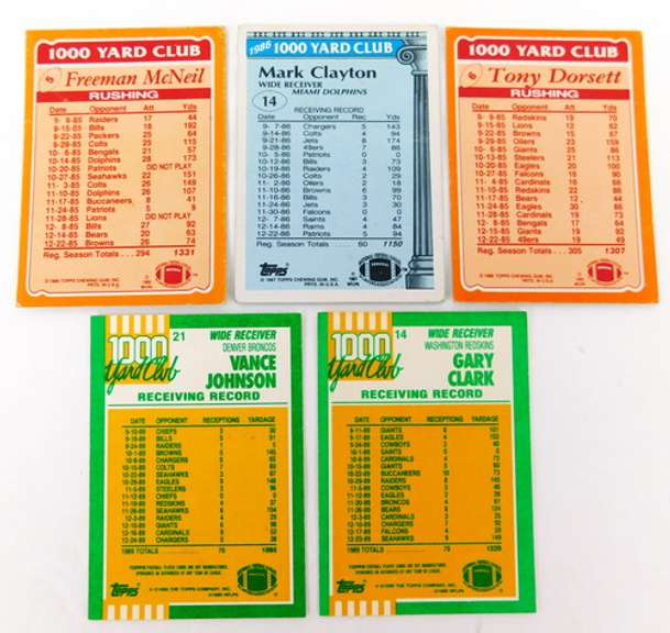 5 NFL Greats, 1000 Years Club Football Cards