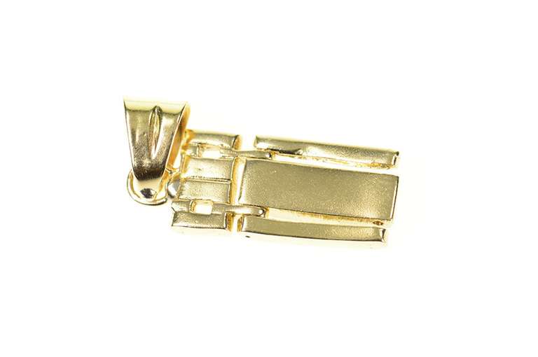 14K Yellow Gold Black Onyx Inset Squared Drop Bar Pendant