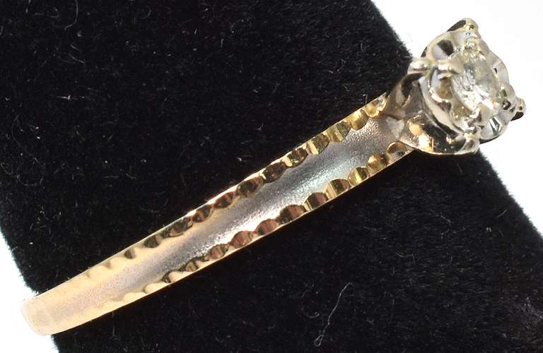 Sweet Diamond Solitaire Ring in 14KT Two-Tone Gold