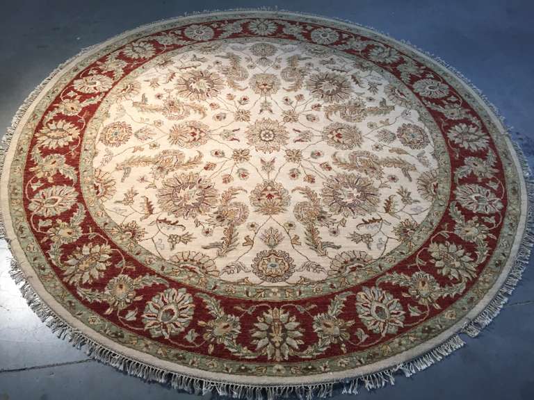 HAND KNOTTED ZIGHLER RUG ROUND 8X8