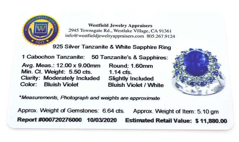 Regal Tanzanite & White Sapphire Ring in Sterling Silver