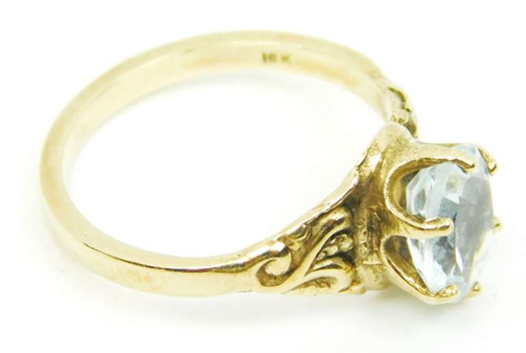 Beautiful Antique 10K Gold Aquamarine Ring, 5.25