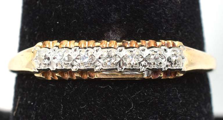 Dainty Diamond Chip Band in Yellow Gold