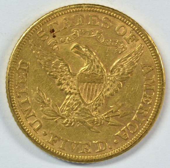 Lovely 1885 US $5 Liberty Gold Piece. Full strike