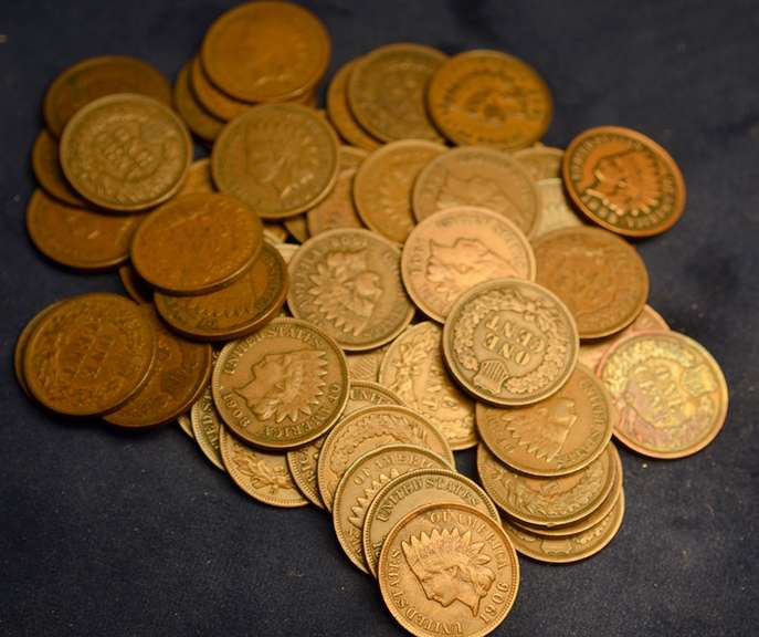 Lot of Indian Head Cents Circulated Coins 55 Total