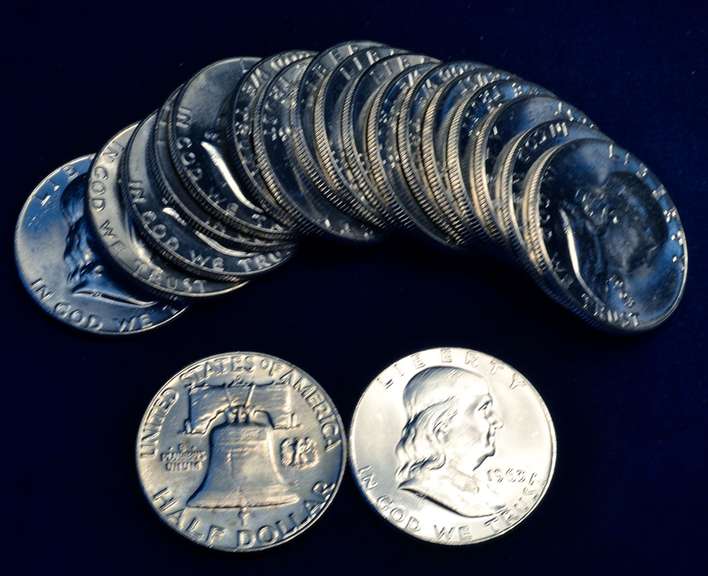 Roll of  20 BU Franklin Half Dollars  1963