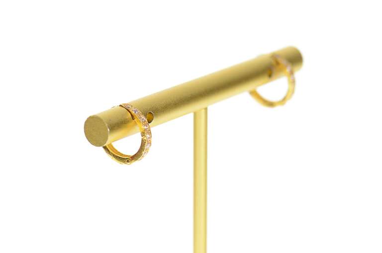 14K Yellow Gold Classic Cubic Zirconia Inset Huggies Hoop Earrings