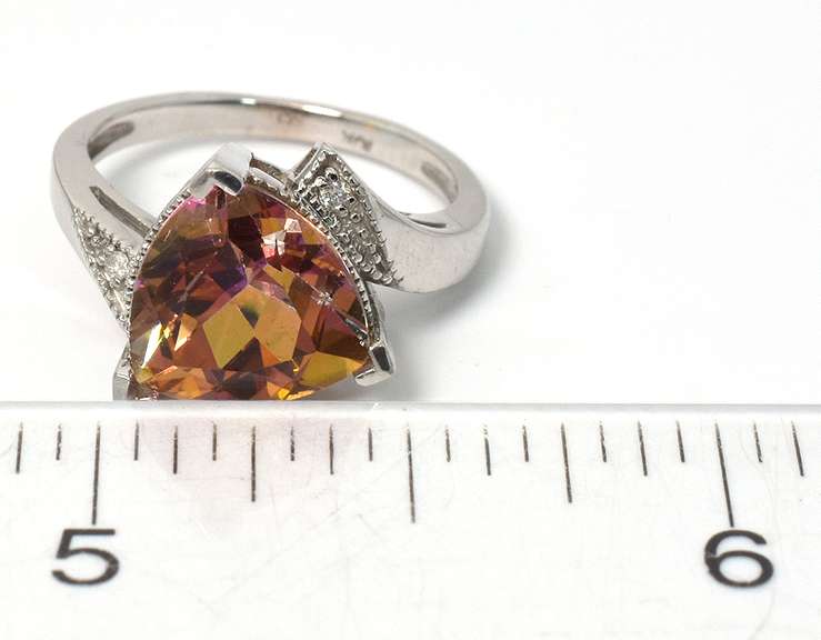 Gorgeous Mystic Pink Topaz Ring in White Gold