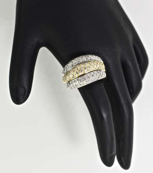 Shimmering 18K Two-Tone Diamond Dome Ring