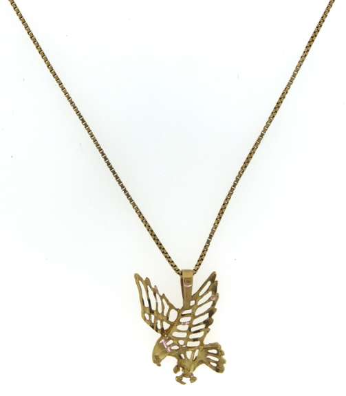 14K Yellow Gold Landing Eagle Necklace