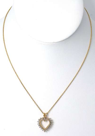 Beautiful Diamond Heart Necklace in Yellow Gold