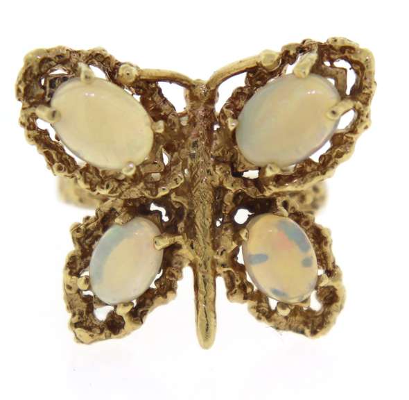 Fabulous Yellow Gold Opal Butterfly Ring