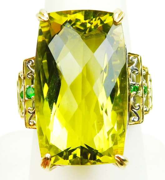 Michael Valitutti Huge Lemon Quartz Sterling Ring, Size 9